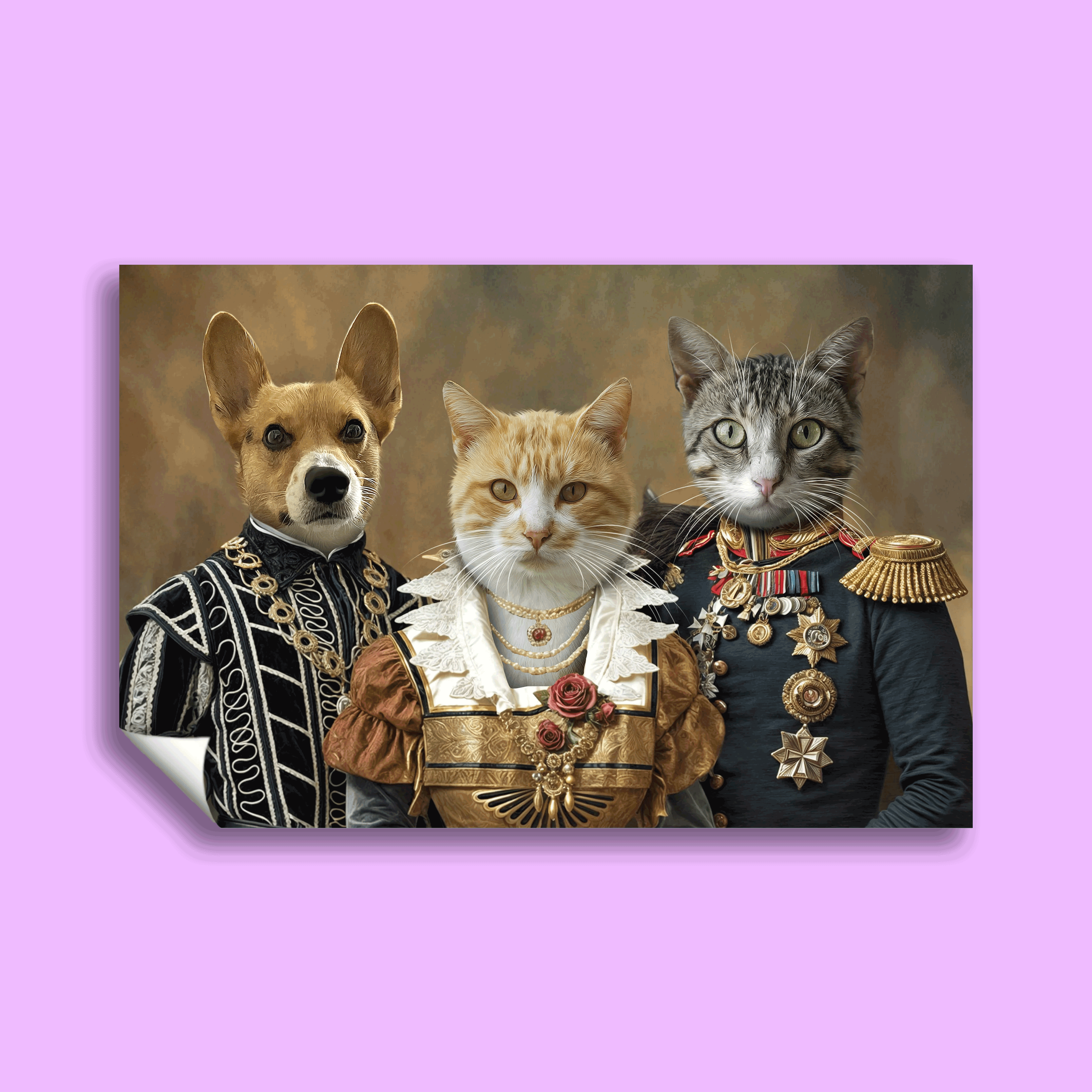 Royal Trio – Noble Multi-Pet Portrait